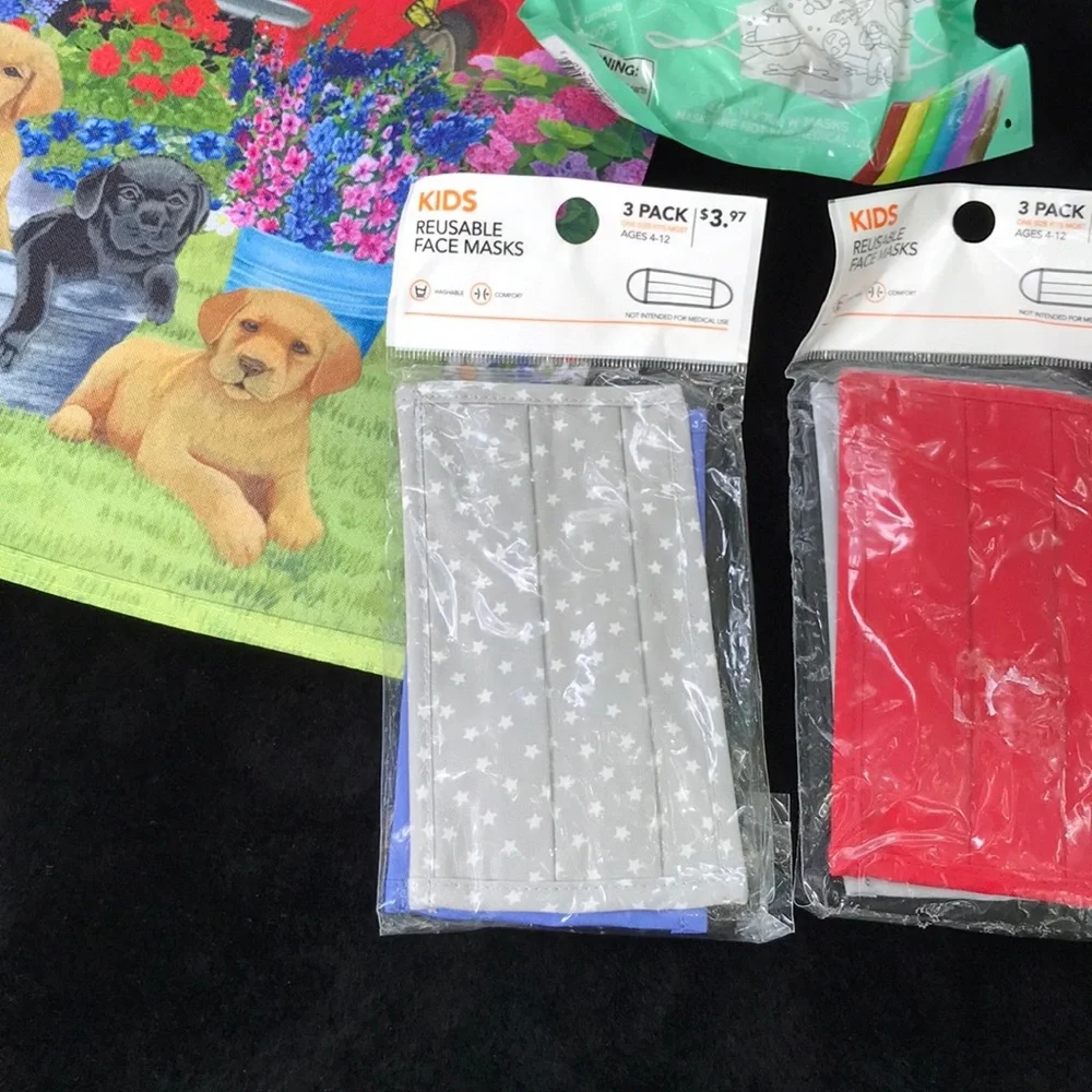 NWT 13 Reusable Children’s Face Masks 3 Packs of 3 & 1Pk of 4 Doodle Masks Space